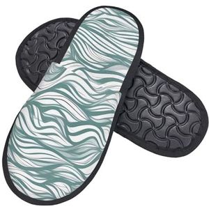 KHiry Schuimpantoffels voor heren en dames, groene golvende streep, pluizige pantoffels, huis, winter, warme schoenen voor slaapkamer, buiten en binnen, Zwart, one size