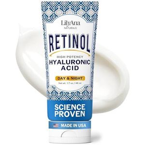 LilyAna Naturals Anti-aging Retinol gezichtscrème voor vrouwen, rimpel- en nekcrème voor versteviging, Retinol Moisturizer voor gezicht met hyaluronzuur, hydraterende nachtcrème voor fijne lijntjes
