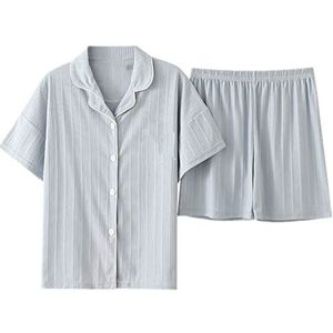 Summer Women Pajamas Set Sleepwear Short Sleeve Shorts Turn-down Collar