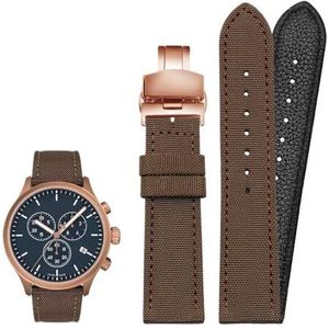 18mm 19mm 20mm 21mm 22mm 23mm 24mm Nylon Canvas Horlogeband Universele Armband for Mannen Vrouwen Sport geschikt for Tissot geschikt for Timex geschikt for Seiko horloge (Color : Brown-rose buckle,
