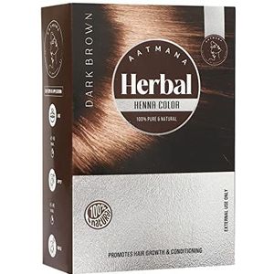 AATMANA Kruidenbruine henna-haarkleur met goedheid van 9 kruiden | Bruine Henna Mehndi voor haar, maak het haar zacht en glanzend Natuurlijke haarkleur voor mannen en vrouwen 100 g