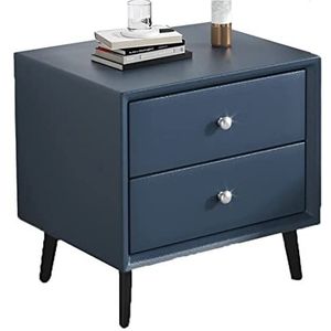 Nachtkastje Salontafel Modern Massief Houten Nachtkastje Slaapkamer Nachtkastje Opbergkast Met 2 Lade Dressoirs Nachtkastje Bijzettafeltje Bijzettafel Bedtafel (Color : Blue)