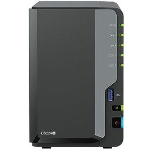 Synology DS224+ 2-Bay Diskstation NAS (Intel Celeron J4125 4-Core 2.0 GHz 2GB DDR4 RAM 2xRJ-45 1GbE LAN-poort) 4 TB bundel met 2 x 2 TB Seagate IronWolf NAS HDD's (ST2000VN003)