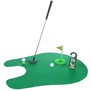 FunX Toiletgolf Gift Set - Grappig Mini Golf Mannen Cadeau voor Badkamer met Puttingmat - 7 stuks. Golfgeschenkartikel