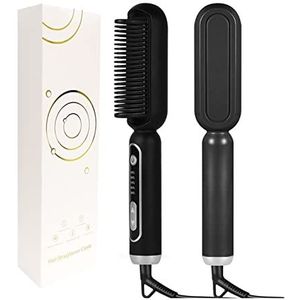 2 in 1 stijltang borstel Professionele Hot Cam Stijltang for Pruiken Haar Curler Stijltang Kam Styling Tools,Multifunctionele machine(Nero)