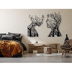 VAILLA Boom van het leven gezicht muurdecoratie, muurdecoratie van hout, wanddecoratie in zwart goud, home wall art decoratie, muursticker 3D, moderne decoratie, foto's voor thuis, kantoor, slaapkamer, woonkamer en keuken