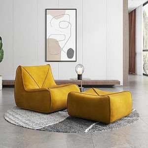 Zitzakstoel for volwassenen, moderne linnen stof haardstoel, premium microvezel Caterpillar bank, hoek Togo luie stoelen bank for woonkamer/slaapkamer/salon/kantoor(Yellow,B)