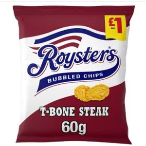Doos van 20 - Roysters T-Bone Steak Crisps 60g £1 PMP