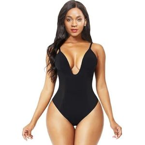 Body For Dames String Shapewear Buikcontrole Body Shaper Taille Trainer Corset Lage Rug Jumpsuits (Kleur : Zwart, Maat : S)