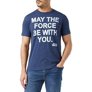 Star Wars May The Force T-shirt met print, ronde hals, korte mouwen, voor heren - blauw - Large
