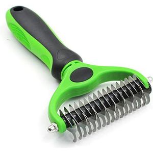 YABAISHI Licht en snel Pet Hair Comb Comb Stainless Steel Dubbelzijdig Blade Hond Kat Grooming (Color : Green)