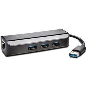 Kensington UA3000E USB 3.0 Ethernet-adapter en 3-poorts hub