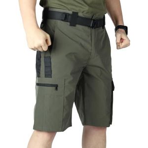 Heren Cargo Shorts Relaxte Pasvorm Meerdere Zakken Zomer Casual Effen Sport Gym Strand Shorts Outdoor Mode(Military Green,3XL)