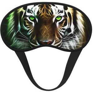 Tijgerslaapmasker met groene ogen, zacht, comfortabel oogmasker met verstelbare riem, verduisterend, oogslaapschaduwhoes voor vrouwen, meisjes, mannen, reizen, yoga, dutje in ploegendienst