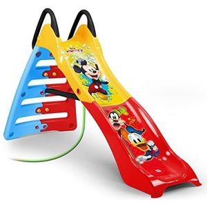 INJUSA - Kinderglijbaan Mickey Mouse Rood met Permanente Decoratie en Waterslanginlaat Aanbevolen voor Kinderen vanaf 2 Jaar
