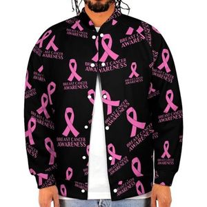 Roze Borstkanker Bewustzijn Grappige Mannen Baseball Jacket Gedrukt Jas Zachte Sweatshirt Voor Lente Herfst