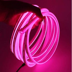 XUNATA neon ledstrip, strip, 12V, 2835, 120 leds/m, diffusie, snoer, led-lichtstrip, buis (roze, 5 m)