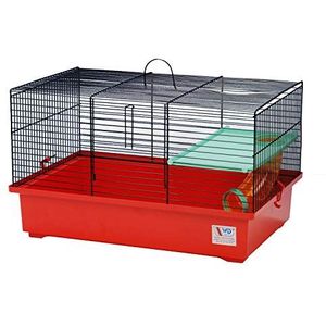 Decorwelt Hamsterstokken, rood, buitenmaten, 49 x 32,5 x 29 cm, knaagkooi, hamster, plastic, kooi met accessoires