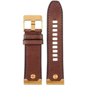 INEOUT Kwaliteit echte retro lederen horlogeband heren compatibel met DZ4343 DZ4323 DZ7406 horlogeband vintage Italiaans leer 22 mm 24 mm 26 mm (Color : C brown-golden, Size : 28mm)