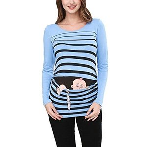 Baby Flucht - Grappig grappig schattig zwangerschapsmode met motief voor zwangerschap zwangerschapsshirt T-shirt zwangerschapsshirt lange mouwen, Babyblau, XL