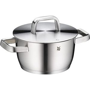 WMF Iconic Kookpan, klein, 18 cm, metalen deksel, vleespan, 2,3 l, kleine pan, Cromargan roestvrij staal, gepolijst, ongecoat