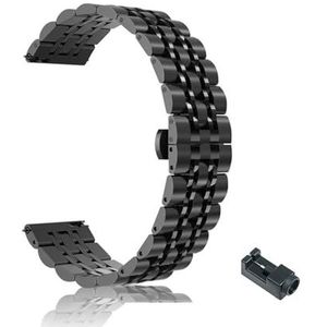 Metalen polsband Compatible With Samsung Galaxy horloge 3 45mm 41mm bandjes armband Compatible With Samsung Galaxy Watch3 roestvrijstalen band horlogeband (Color : Black, Size : 20mm)