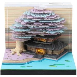 MYBAQ, 3D Tree House Artsy Pads Kalender, Tijdstuk Kalender 2024, 3D Memo Pad met Pen Houder met Licht, Creatief Boomhuis Sculptuur Cadeau voor Kunstenaars en Studenten