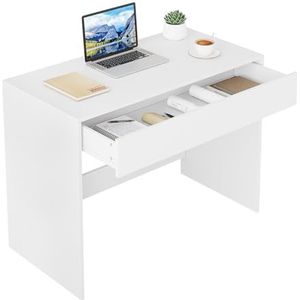 eSituro 100 cm bureau met laden, computertafel, wit, klein bureau, kleine tafel, bureautafel, klein bureau met lade, studeertafel, 100 x 50 x 74 cm