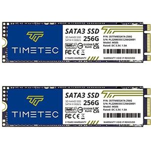 Timetec 256 GBx2 (2 Pack) SSD 3D NAND TLC SATA III 6 Gb/s M.2 2280 NGFF 128TBW Leessnelheid Tot 550 MB/s SLC Cache Performance Boost interne Solid State Drive voor PC Computer Laptop en Desktop