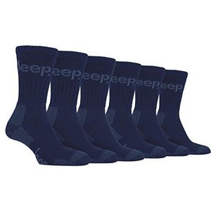 6 paar Mens Jeep Terrain kussen zool wandelen Wandelen Sokken 6-11 uk, 39-45 eur, marineblauw, One size