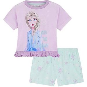 Disney Meisjes Pyjama Set Zomer Nachtkleding Prinses Stitch Frozen PJ's Korte Pyjama's voor Kinderen Tieners Lounge Wear Ademend Stitch Geschenken (Lila Frozen, 9-10 Jaar)