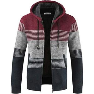 Shuanghao Heren Hoodie Gebreid Knitwear Sweatshirt Trui Jas Jas Heren Herfst Winter Fleece Dikke Warme Hoodie Vest Trui Gebreide Klassieke Lange Mouw Trui Gebreide Mannen, Rood, M