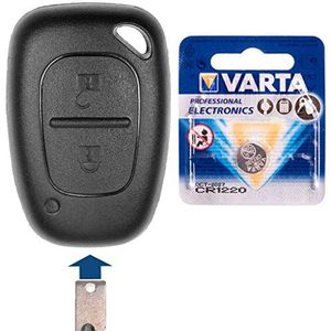 Autoradio afstandsbediening sleutel uitwisseling behuizing met 2 knoppen + accu compatible met Kangoo KC Master Traffic II Opel Movano Vivaro
