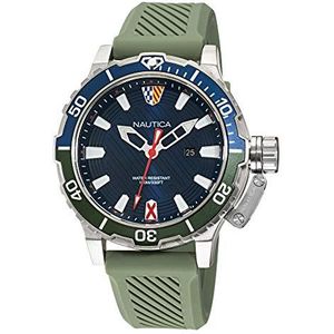 Nautica Heren NAPGLS113 Glenrock Lagoon grijs/blauw/groen siliconen horloge, Groen
