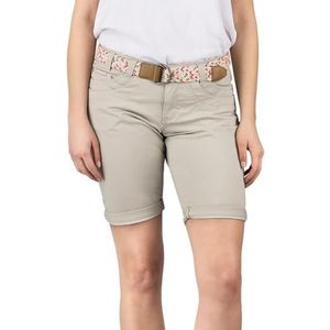 DENIMFY DFPia Bermuda Shorts voor dames, met riem, regular fit, korte broek, chino, shorts, zomer, stretch, effen, wit, beige, roze, blauw, olijf, marineblauw, S, M, L, XL, XXL, licht zand., XL