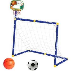 LOVIVER Basketbalring met voetbaldoel voor kinderen, indoor outdoor voetbaldoel basketbalbordset, eenvoudige montage, Groente