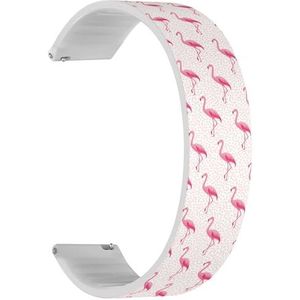 RYANUKA Solo Loop Strap compatibel met Amazfit GTR 2e / GTR 2 / GTR 3 Pro/GTR 3 / GTR 4 (Tropische roze flamingo's) quick-release 22 mm rekbare siliconen band band accessoire, Siliconen, Geen