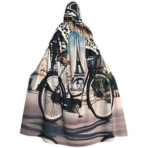WURTON Romantische Parijs Eiffeltoren Bycicle Mystieke Hooded Mantel Voor Mannen & Vrouwen, Ideaal Voor Halloween, Cosplay En Carnaval, 185 cm