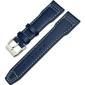 WCQSYY Echt Rundleer Horlogeband Voor IWC Mark XVIII Le Petit Prince Pilotenhorloge Band 20mm 21mm 22mm (Color : Blue white silver, Size : 20mm)