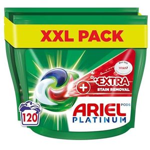 Ariel Alles-in-1 waspods, wasmiddel, wasmiddel, 120 wasbeurten (60 x 2), met Oxi-vlekverwijderaars-effect, extra vlekverwijdering voor extra hygiëne