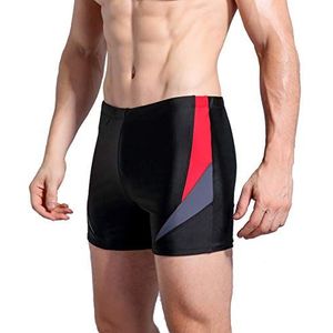 WHCREAT Heren Zwembroek Sport Zwemmen Wear Boardshorts UV Bescherming Chloor Bestand, 219003-rood Grijs, M