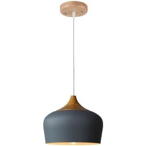 LANGDU Amerikaanse stijl kroonluchter Macaron houten lampenkap modern eenvoudig decor aluminium hanglampen restaurant koepel hanglamp verlichting for keukeneiland studeerkamer woonkamer bar (Color :