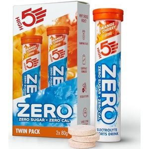 HIGH5 Zero Elektrolyten zonder suiker, hydratatiehulp, voor meer vermogen en welzijn, calcium magnesium, bruistabletten - oranje & kers, 160 elektrolytentabletten (8 x 20 stuks)