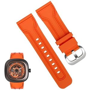 dayeer Waterdichte rubberen horlogeband voor Seven Friday zweetbestendige horlogeketting 28 mm zwart oranje band voor heren (Color : Orange Silver, Size : 28mm)
