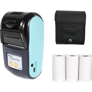 Draagbare Printer, Mini Pocket Draadloze Thermische Ontvangstprinter Bluetooth-compatibele inktleer Bill Machine Printers Mobiele telefoon Printer Case Paper(Purple)