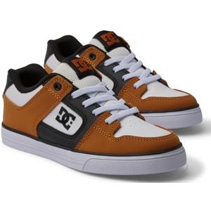 DC Shoes Pure elastische sneakers voor jongens, Bruin Wheat Wit, 36 EU