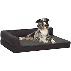 Hondenbed ergonomisch linnen-look 75x53 cm fleece zwart+ Materiaal: 100% polyester stof in linnen-look en fleece