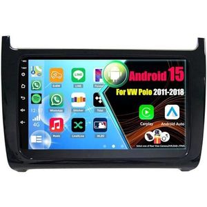 Android 15 Autoradio Voor VW Polo 2011-2018 met Draadloze Carplay Android Auto, 9 Inch Autoscherm Soporta Bluetooth WIFI GPS FM/RDS(8Core(8+256GB))