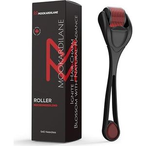 Hoofdhuid Haar Roller Zwart w/Rood 540 Rvs Derma Microneedling Roller Gezicht Thuisgebruik