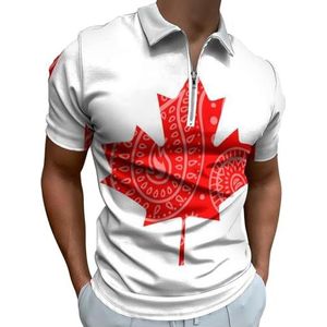 Paisley En Canadese Vlag Half Zip-up Polo Shirts Voor Mannen Slim Fit Korte Mouw T-shirt Sneldrogende Golf Tops Tees 6XL
